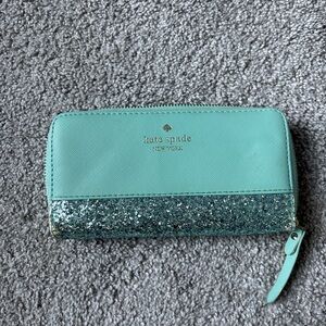 Kate Spade Aqua Glitter Wallet
